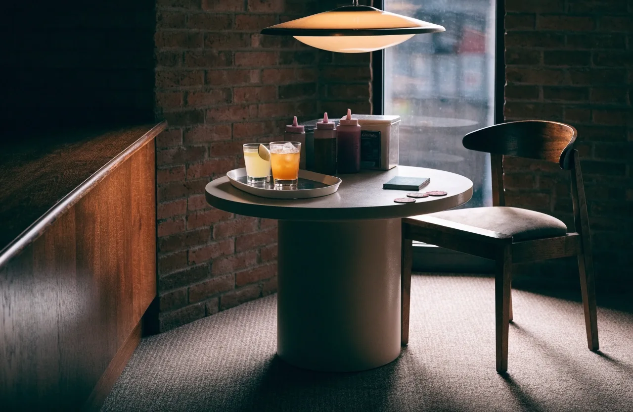 Kávový servis na plátně v lounge části kavárny
